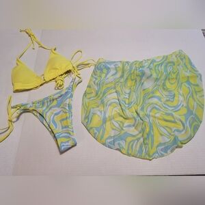 Shein 2pc String Bikini Swimwear Size Medium and Sarong Coverup NWOT